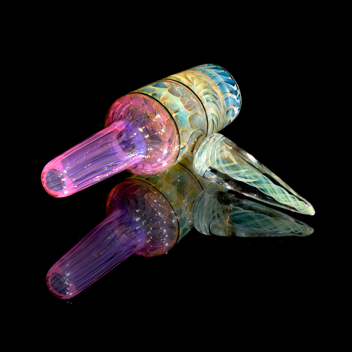 Fully-worked Fume Honeycomb Slide w Lattice Horn - 14mm Male