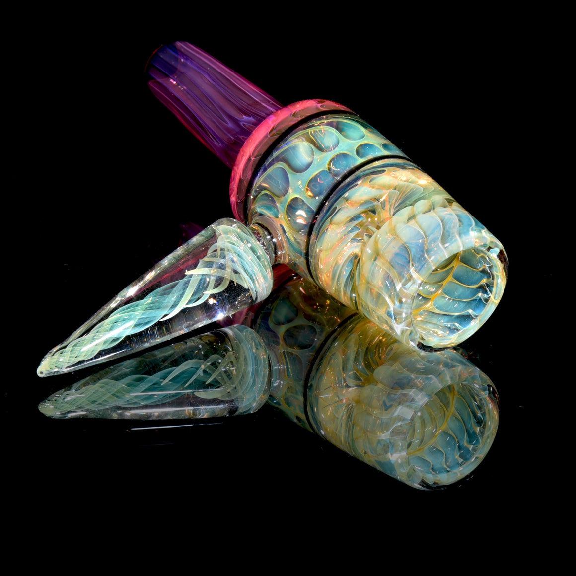 Fully-worked Fume Honeycomb Slide w Lattice Horn - 14mm Male