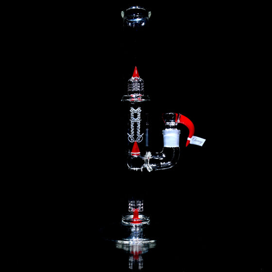 PA Pawn - Slitted Fixed 4 Perc Tube w/ Inv4 Splashguard - Cherry - 18mm Female