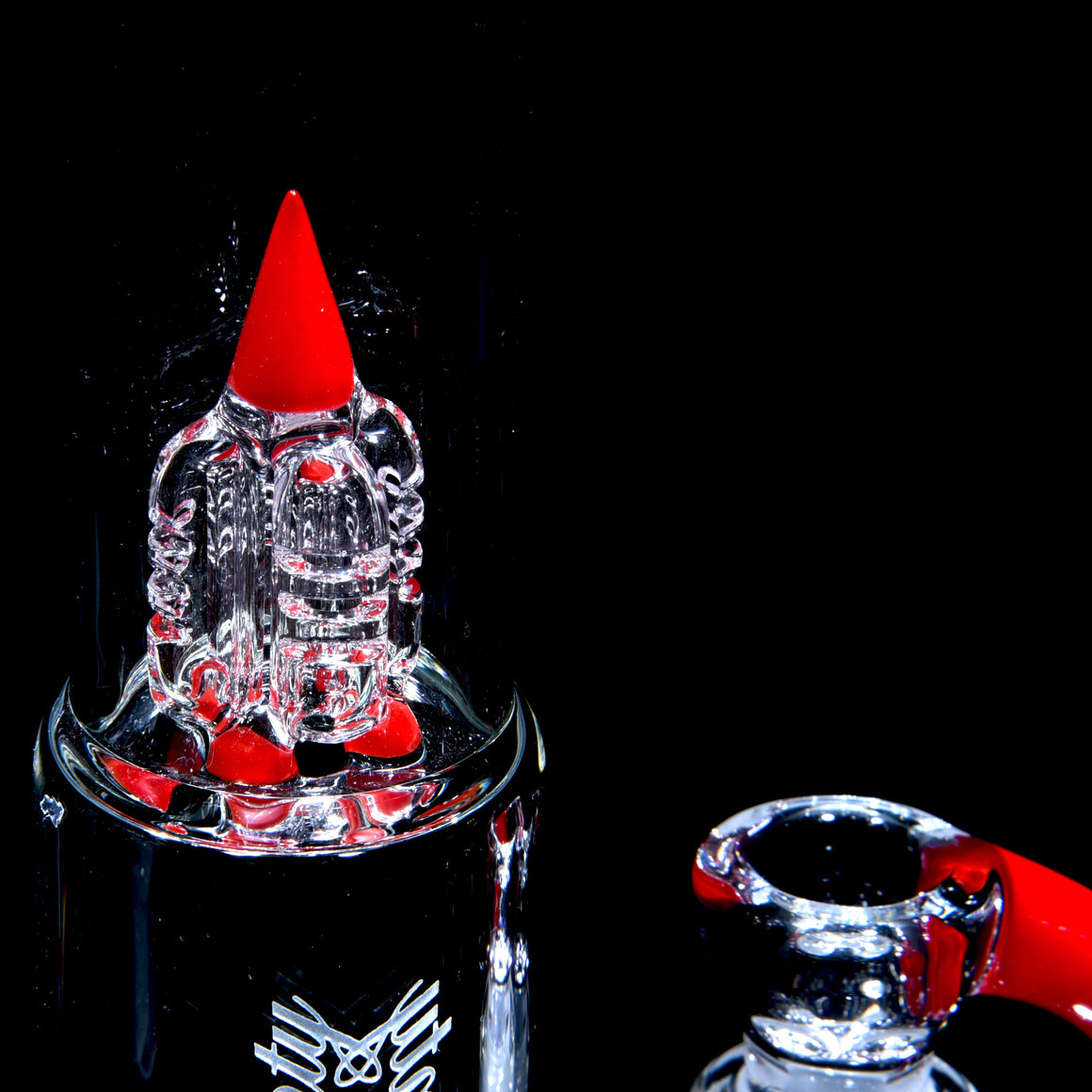 PA Pawn - Slitted Fixed 4 Perc Tube w/ Inv4 Splashguard - Cherry - 18mm Female