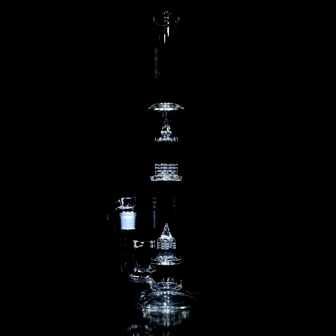 8Tree - Inv4 to Gridded 8 Tree 38mm Neck Double Chamber w/ 4-hole Slide - Clear - 18mm Female