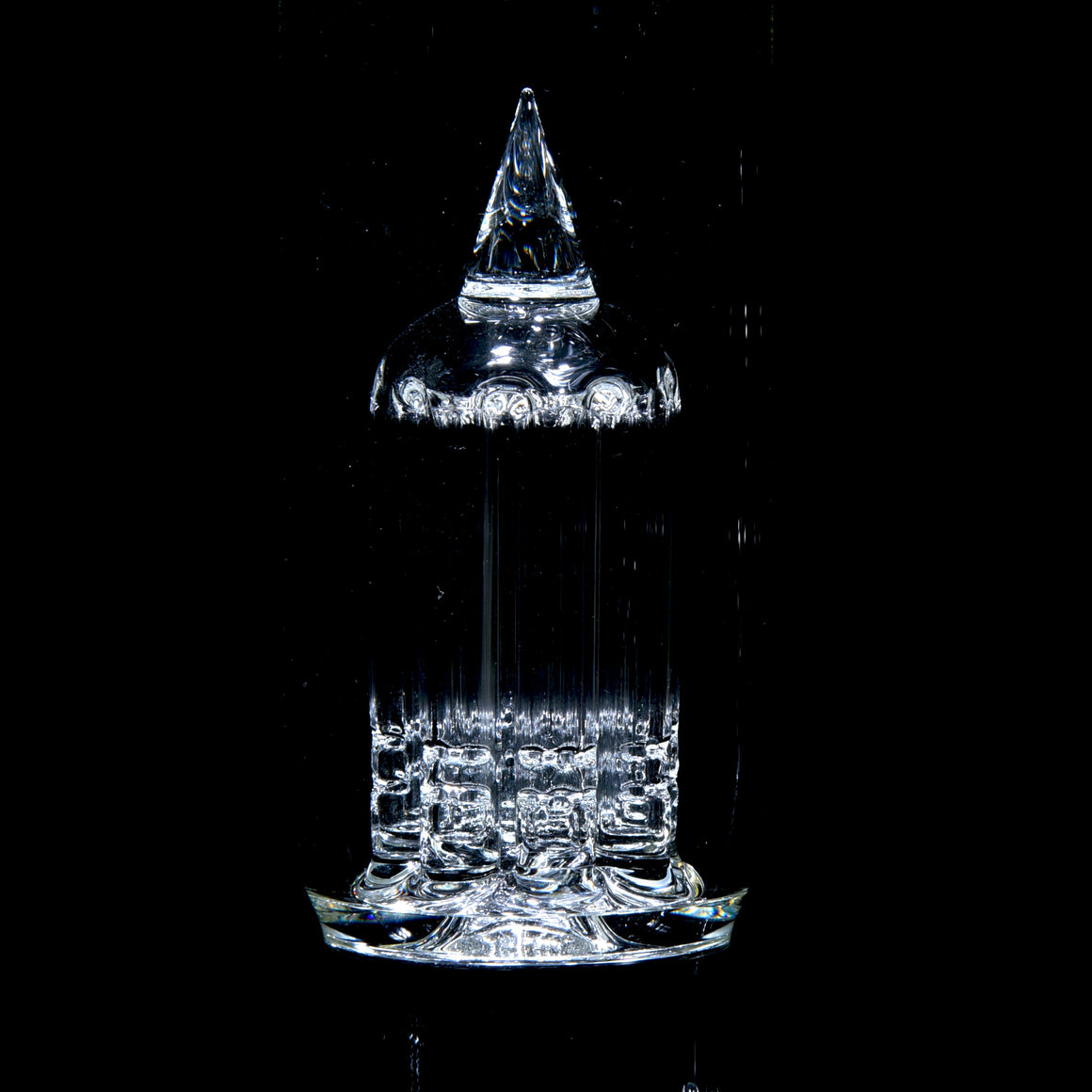 8Tree - Inv4 to Gridded 8 Tree 38mm Neck Double Chamber w/ 4-hole Slide - Clear - 18mm Female