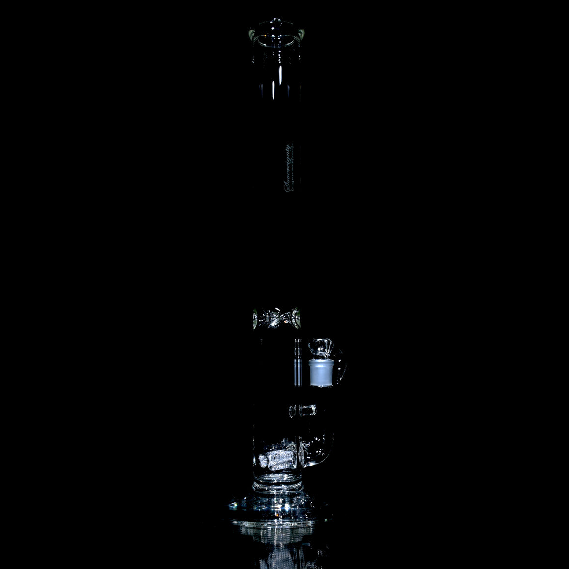 50x5mm 3 Line 9.5mm 3 Cut Straight Tube w/ 4-hole Slide - Clear - 18mm Female