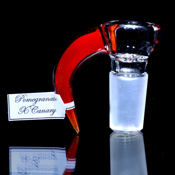 Partially-accented 4-hole Horned Slide - Pomegranate/Canary - 18mm Male