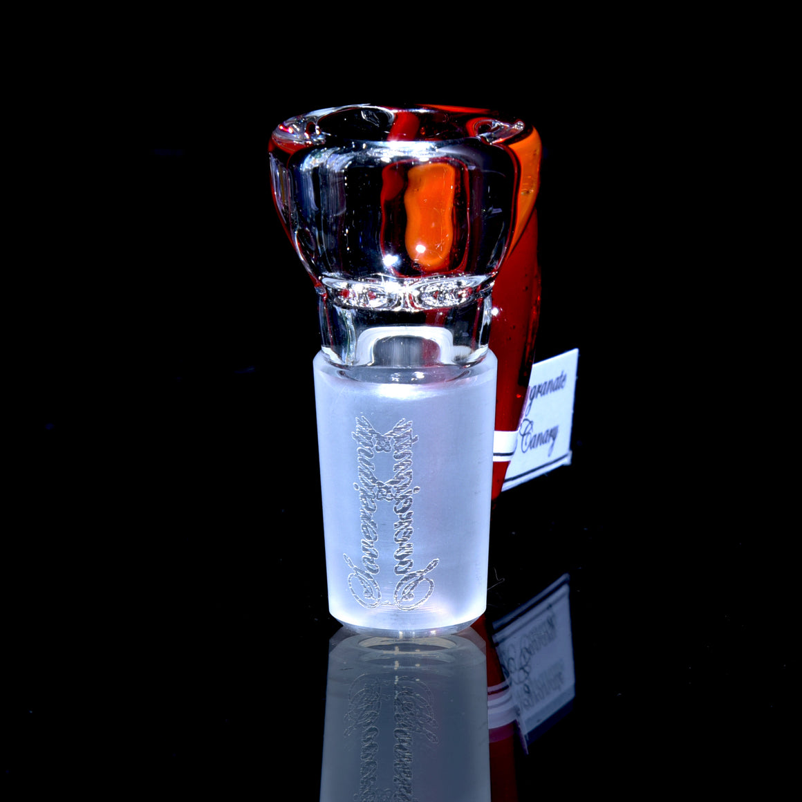 Partially-accented 4-hole Horned Slide - Pomegranate/Canary - 18mm Male