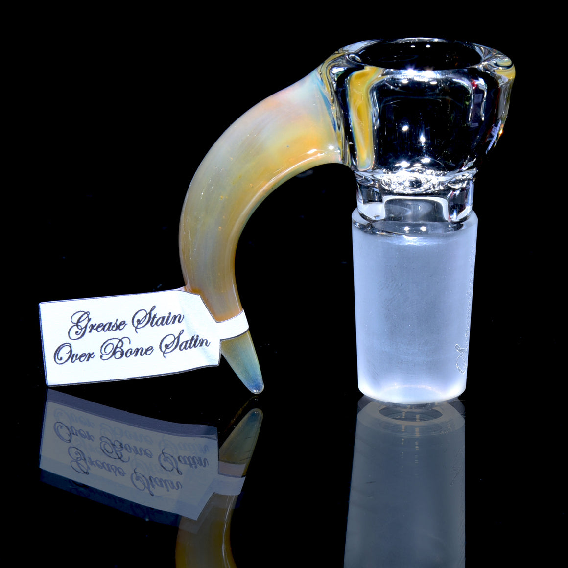 Partially-accented 4-hole Horned Slide - Grease Stain/Bone Satin - 18mm Male