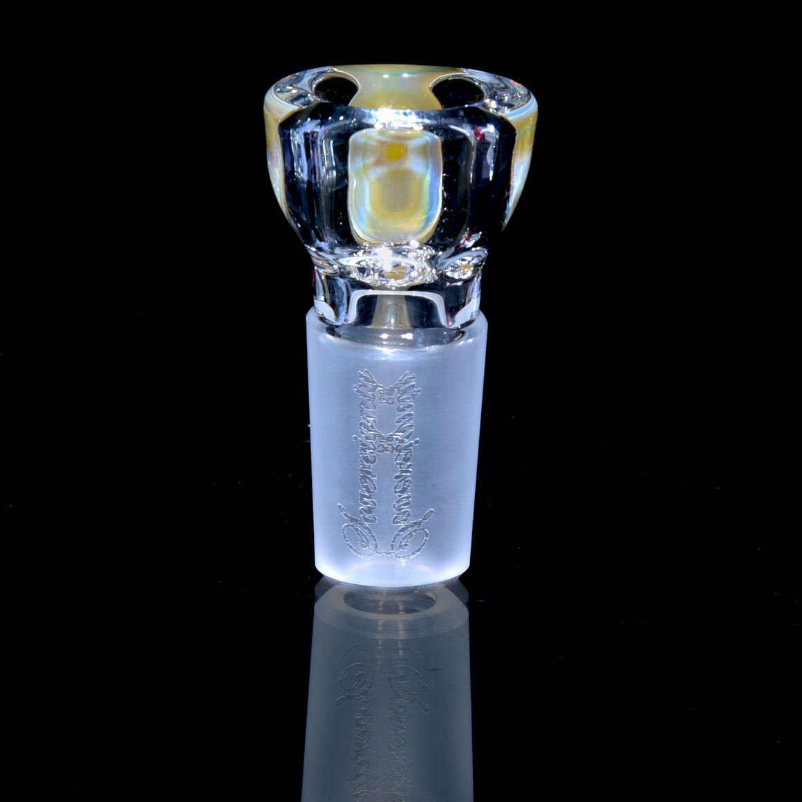 Partially-accented 4-hole Horned Slide - Grease Stain/Bone Satin - 18mm Male
