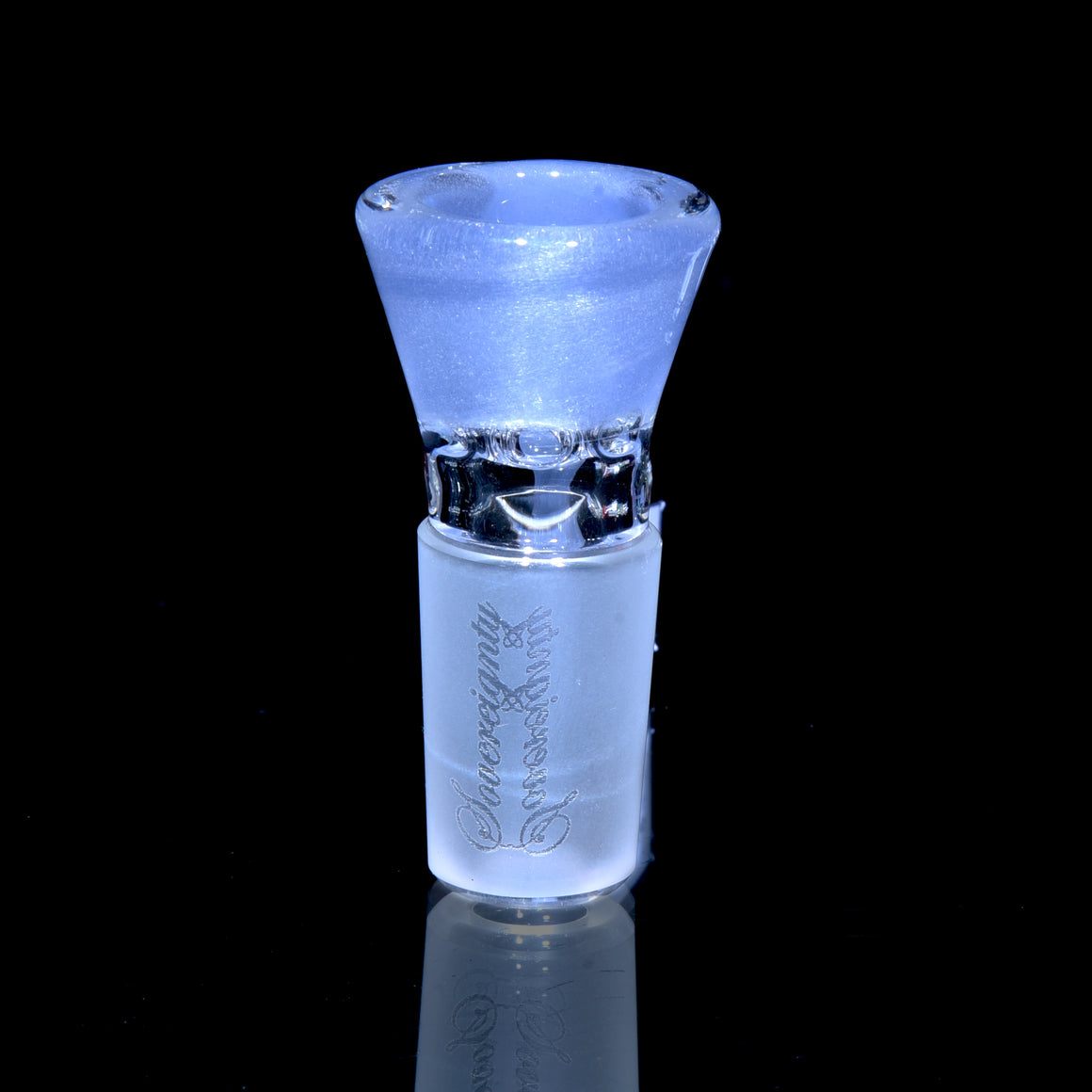 Fully-accented 4-hole Horned Slide - Light Blue Satin/UV Light Brite - 18mm Male