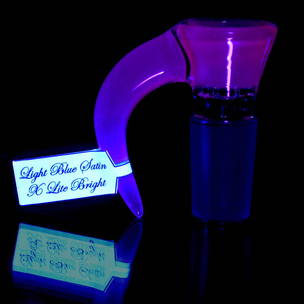 Fully-accented 4-hole Horned Slide - Light Blue Satin/UV Light Brite - 18mm Male