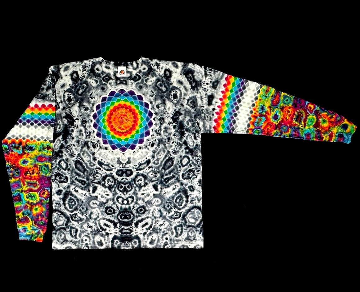 XL "Sleeve and Let Die" Mandala/Honeycomb Combo Long-sleeve Shirt
