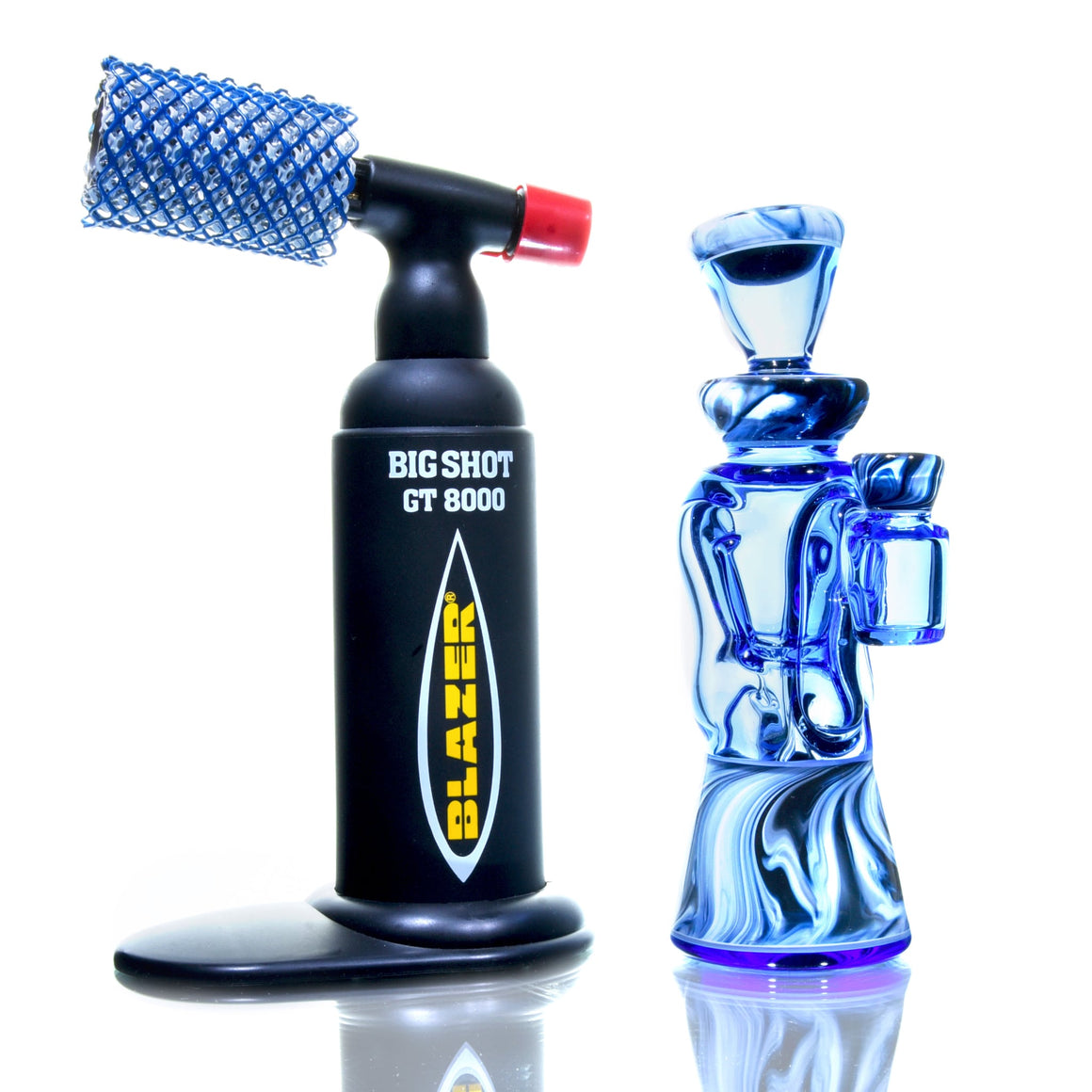 Fully-worked Mid-size Double-uptake Rycycler -  Blue Dream/Custom Marble Tech/White Lotus Lippies - 10mm Female