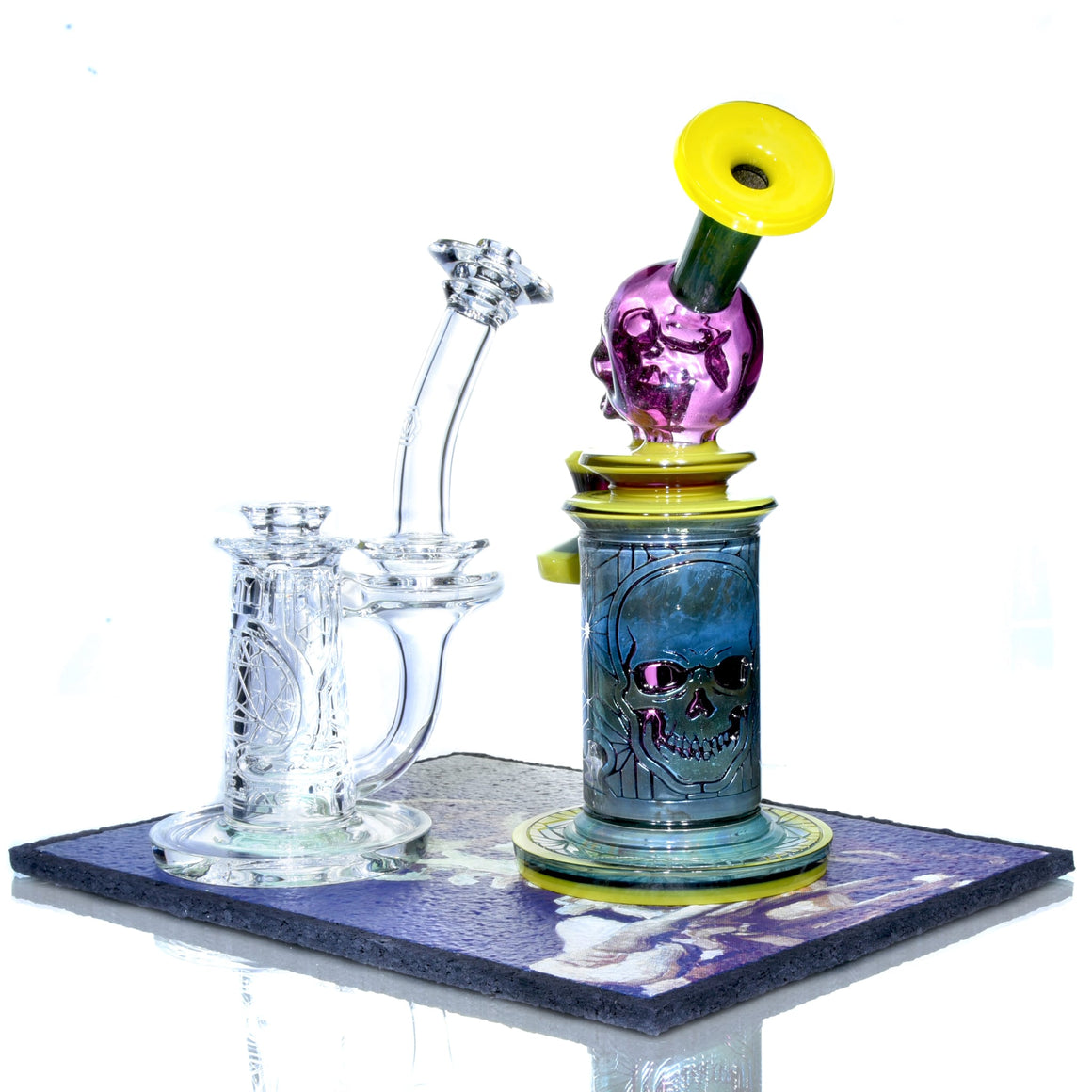 Custom Fully-worked Skull Elementum #1 - Dychroic Gold Amethyst/Roswell Gold/Fume - 10mm Female