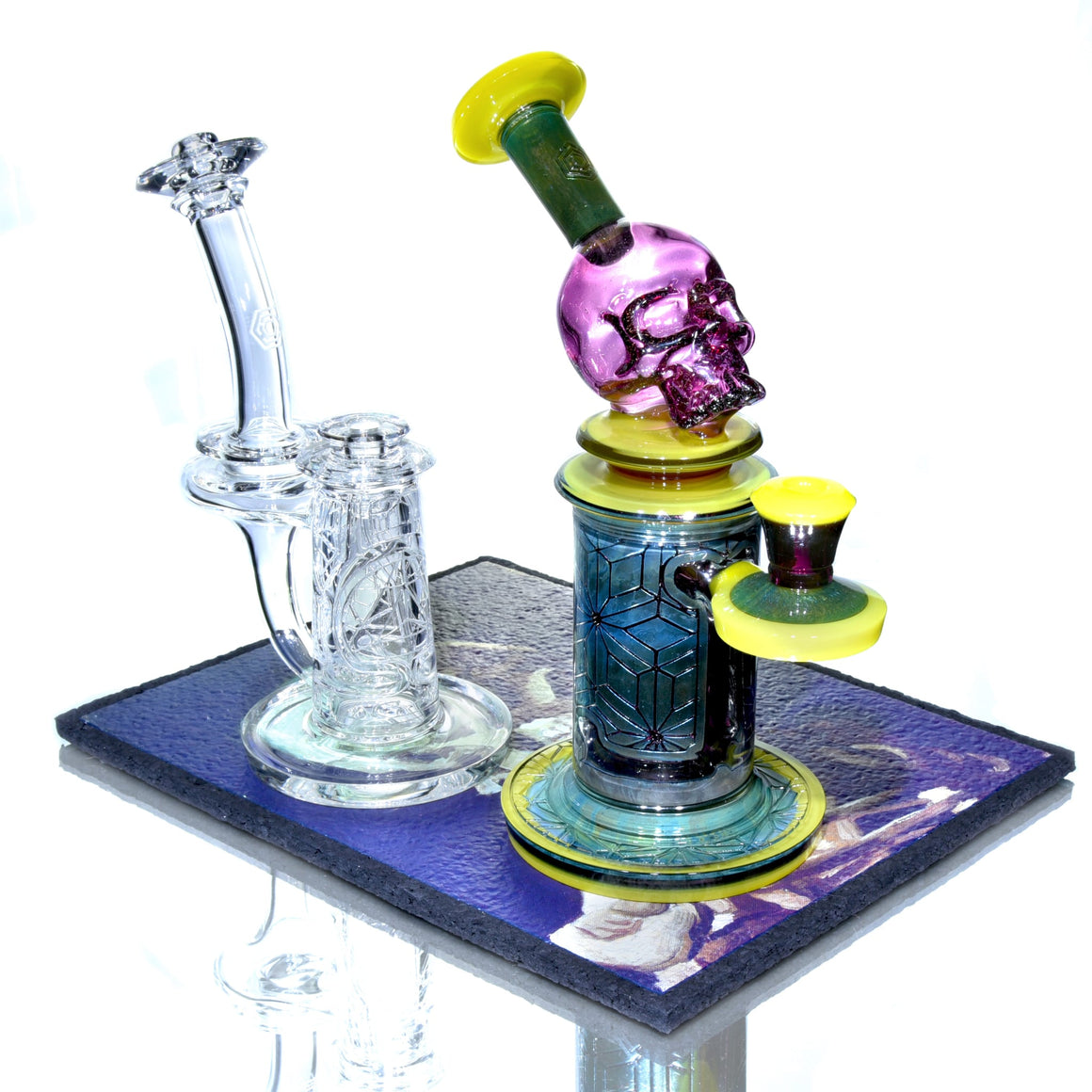Custom Fully-worked Skull Elementum #1 - Dychroic Gold Amethyst/Roswell Gold/Fume - 10mm Female