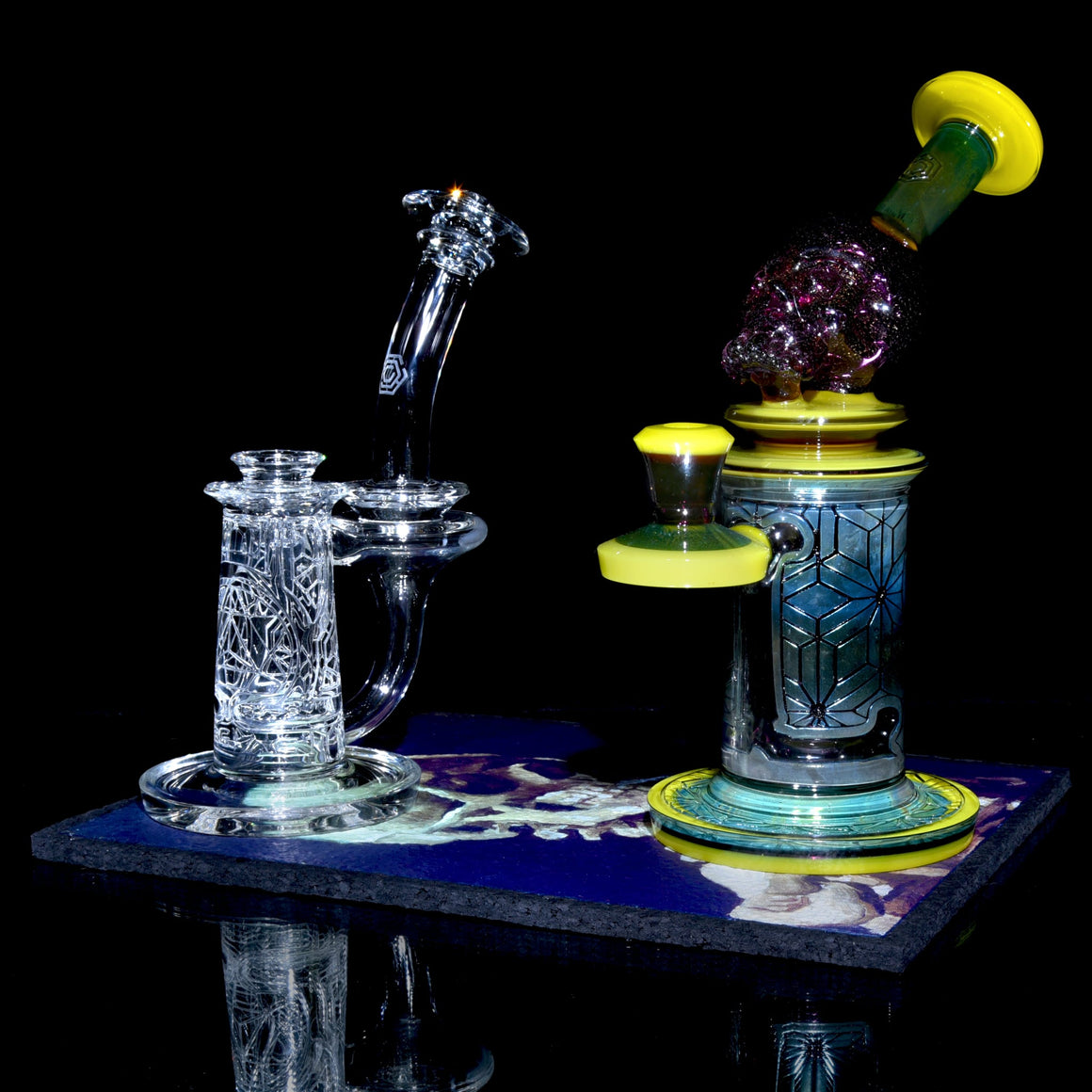 Custom Fully-worked Skull Elementum #1 - Dychroic Gold Amethyst/Roswell Gold/Fume - 10mm Female