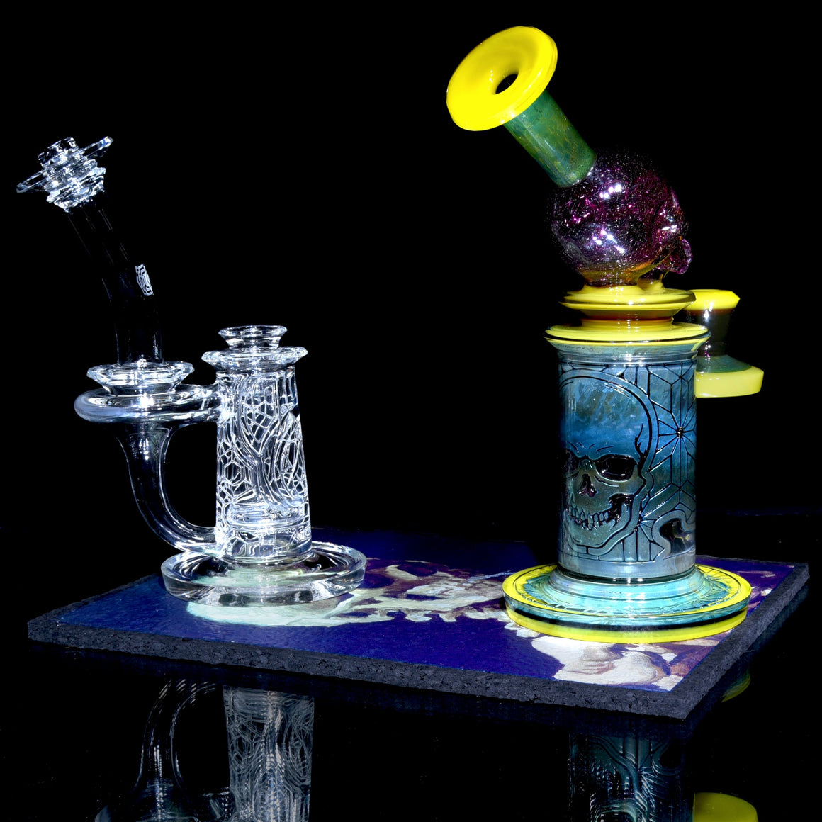 Custom Fully-worked Skull Elementum #1 - Dychroic Gold Amethyst/Roswell Gold/Fume - 10mm Female
