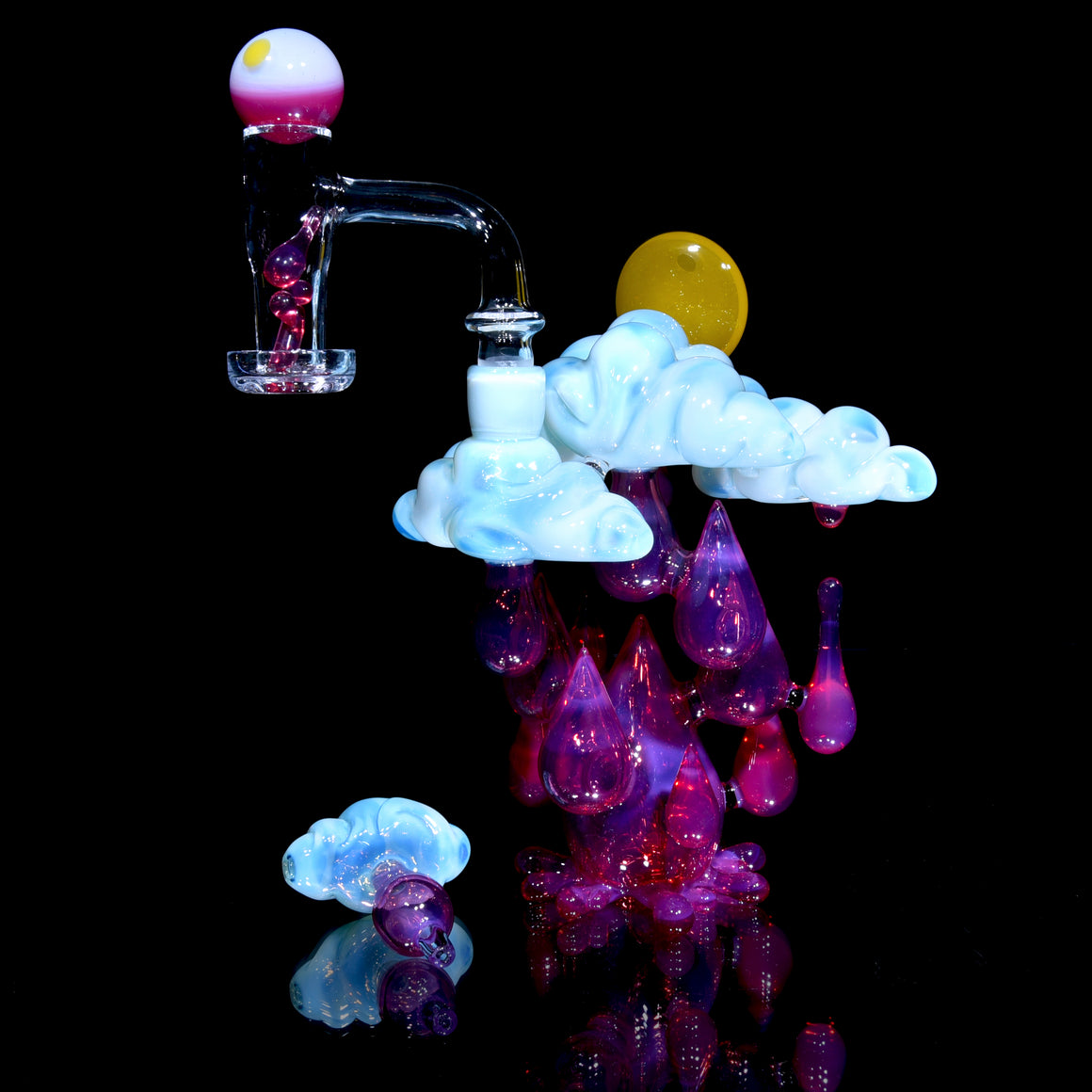 Aquamania Clouds & Karmaline Raindrop Sunset Rig w/ Matching Carb Cap, Slurper Set, & Pendant - 14mm Female