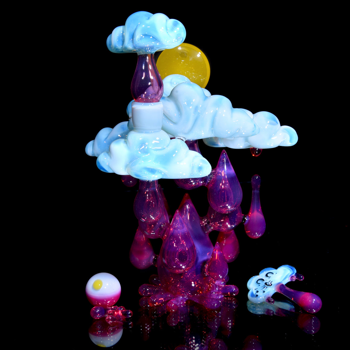 Aquamania Clouds & Karmaline Raindrop Sunset Rig w/ Matching Carb Cap, Slurper Set, & Pendant - 14mm Female