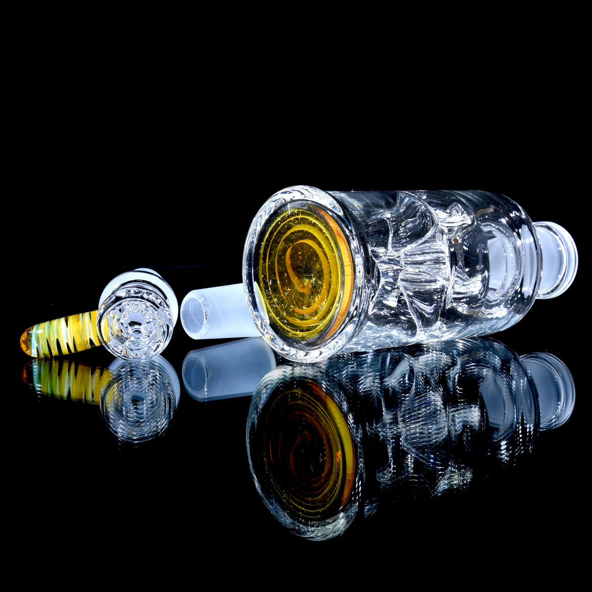 Inline Single Perc Tube/Ashcatcher Set - North Star Yellow - 18mm Female