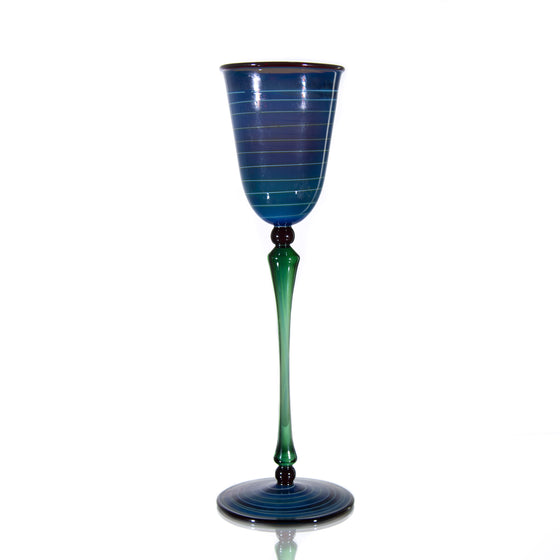 Fumed Swirly Blue/Green Goblet