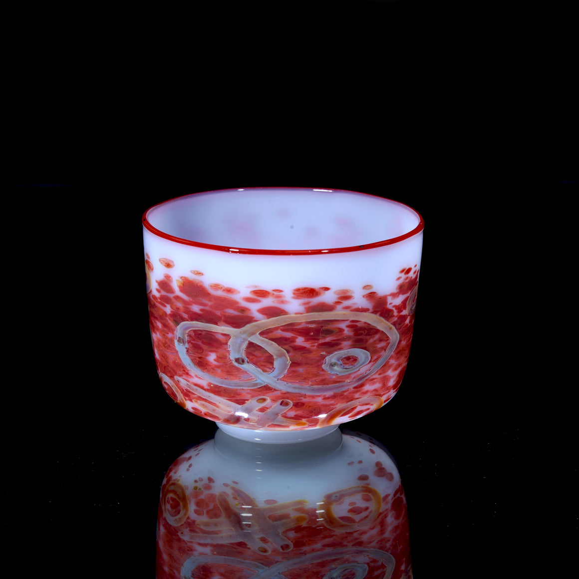“Persimmon Rings” 8 oz Lampworked Boro Teacup