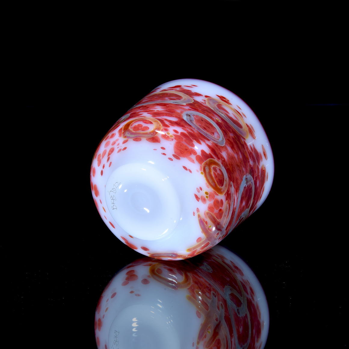 “Persimmon Rings” 8 oz Lampworked Boro Teacup