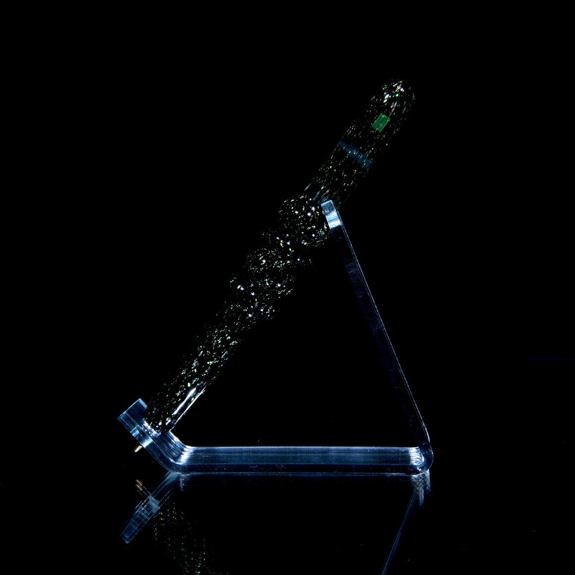 Dichroic Glass Pen w/ Refillable Bic Ballpoint Tip - Green