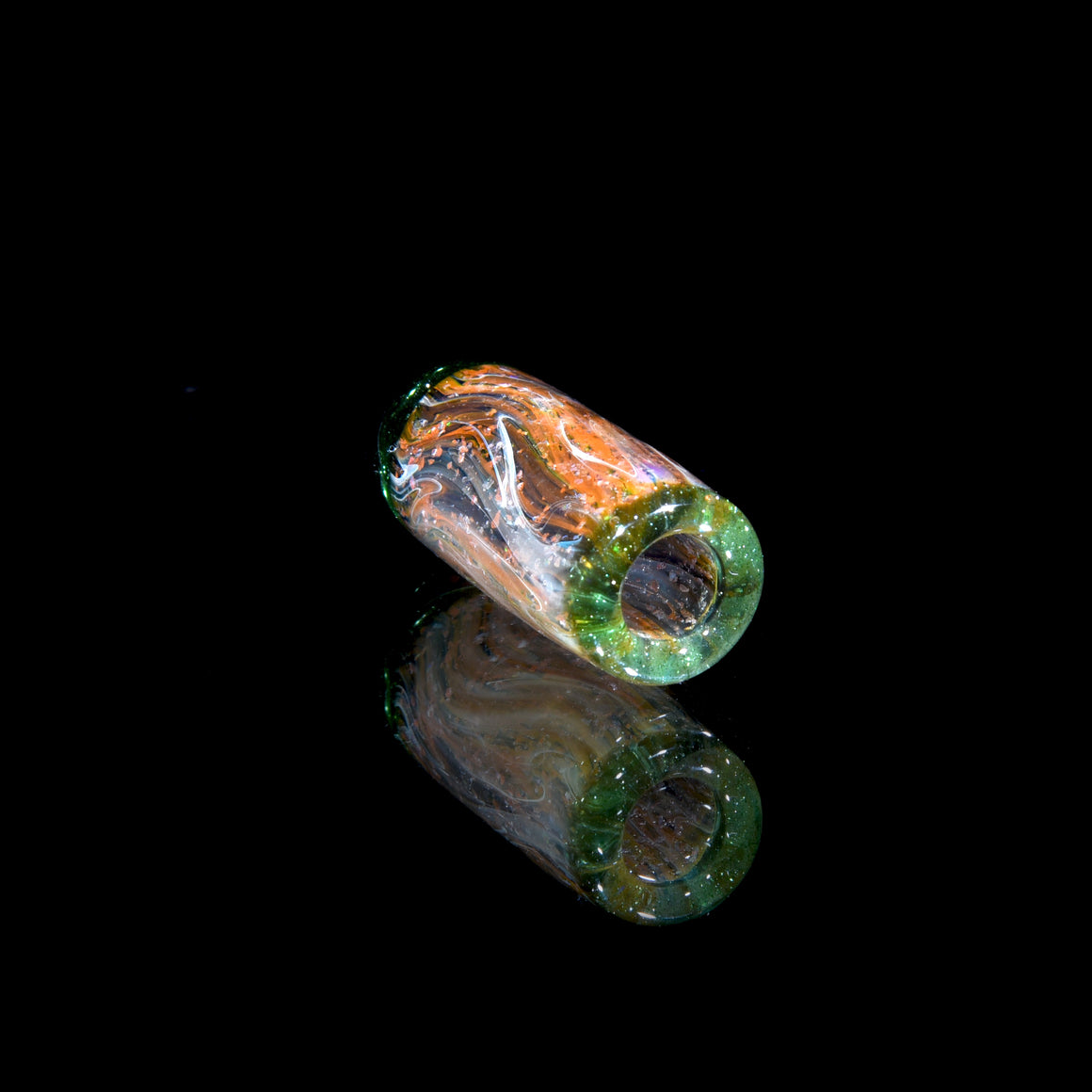 Cylindrical Fumed Crushed Opal Bead/Pendant - Green Stardust