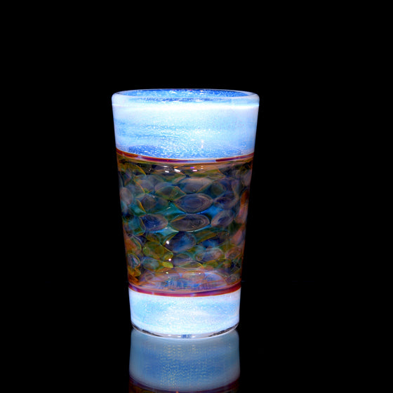 Fully-worked Dichroic Ghost/Fume Implosion Pint Glass - 18oz Capacity