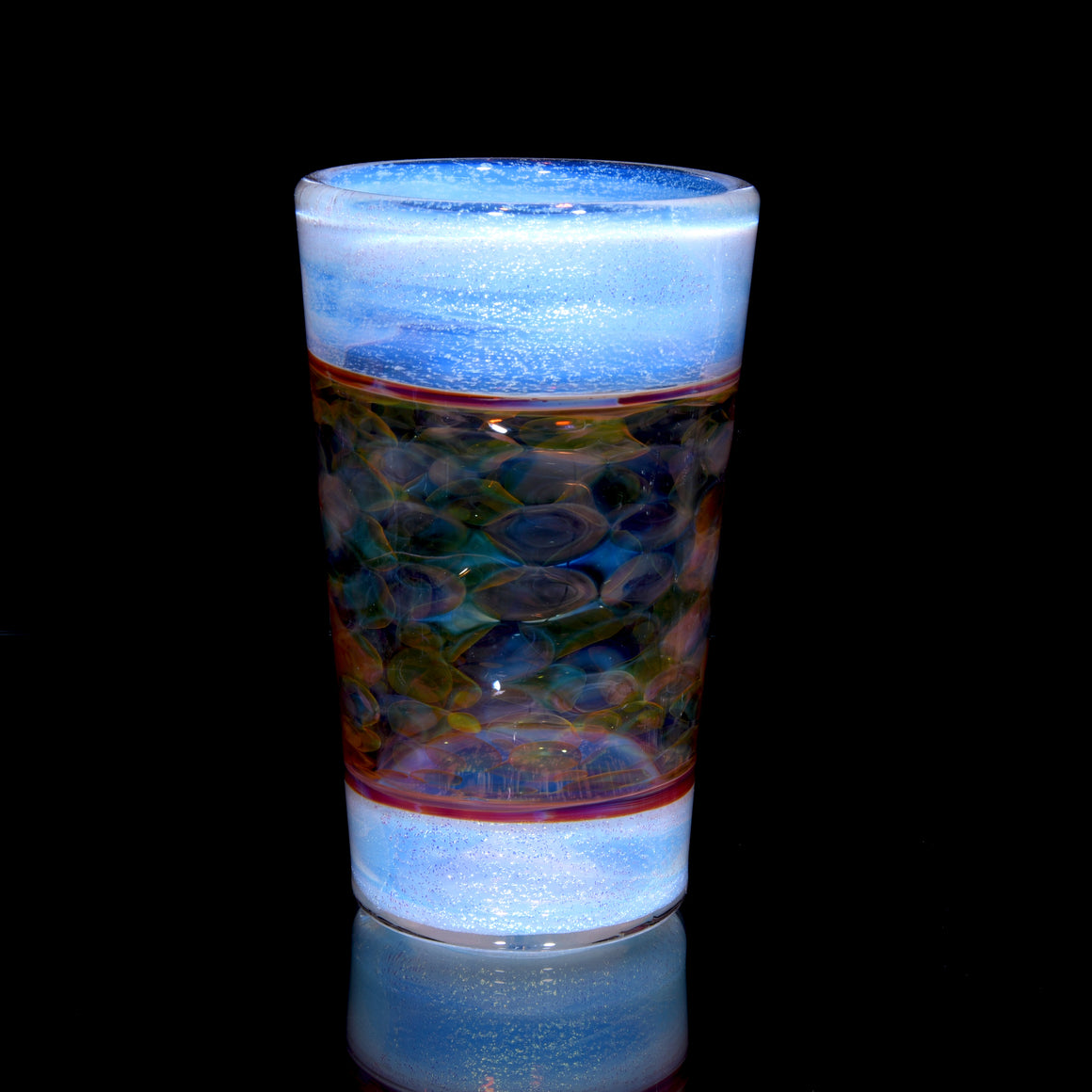 Fully-worked Dichroic Ghost/Fume Implosion Pint Glass - 18oz Capacity