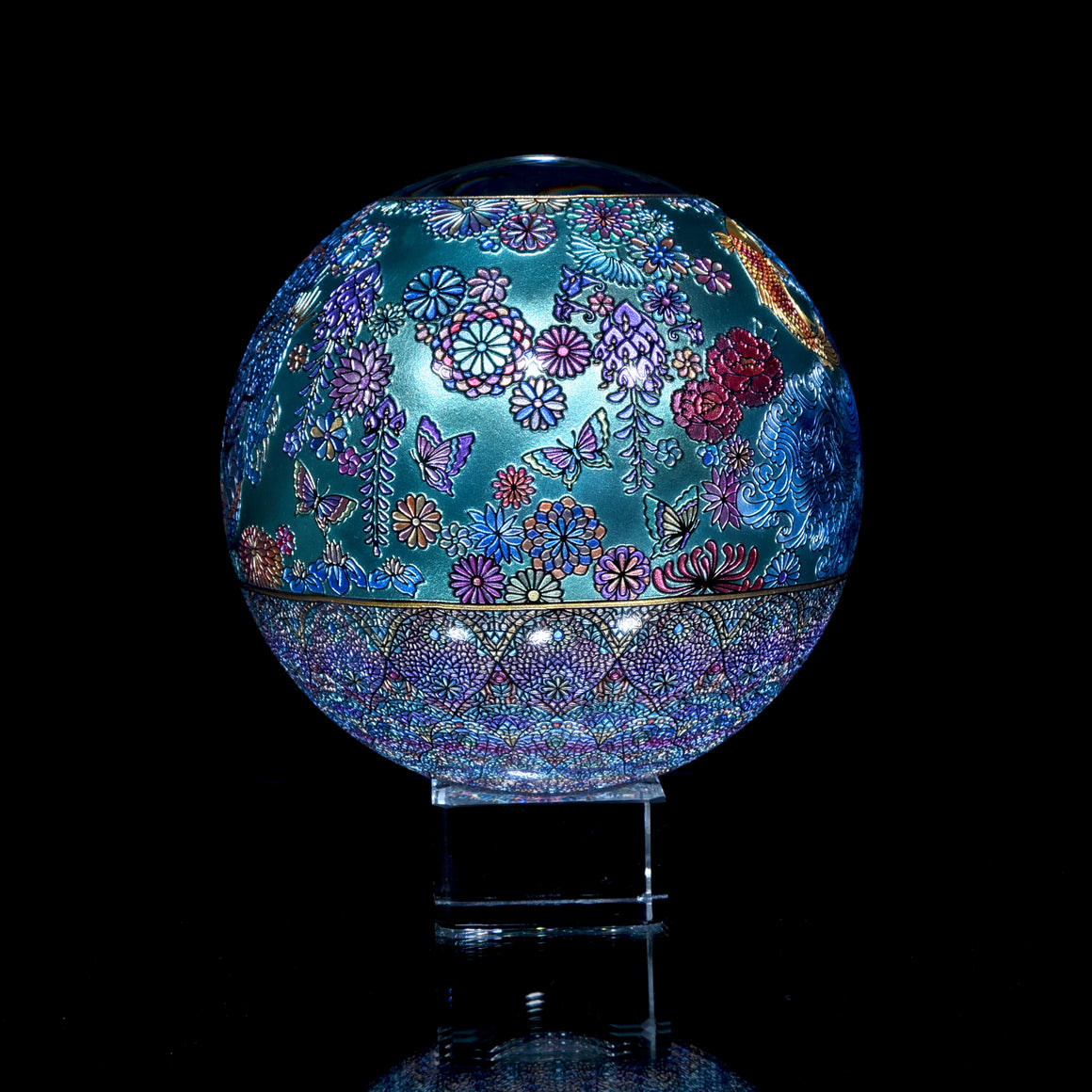 "Dragon Dancing among Glistening Clouds" Kaleidoscope Marble (Borosilicate) - ~5"diameter