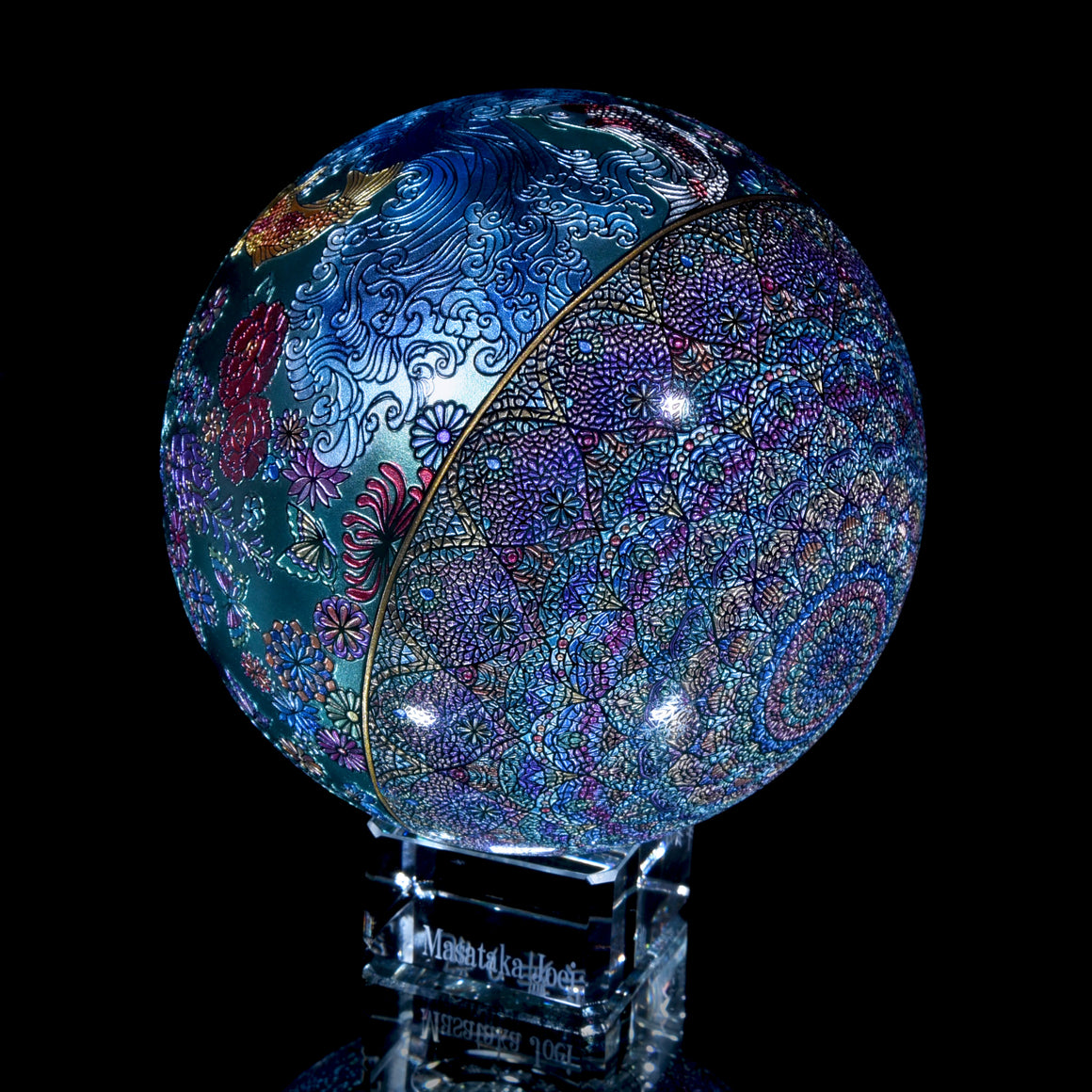 "Dragon Dancing among Glistening Clouds" Kaleidoscope Marble (Borosilicate) - ~5"diameter