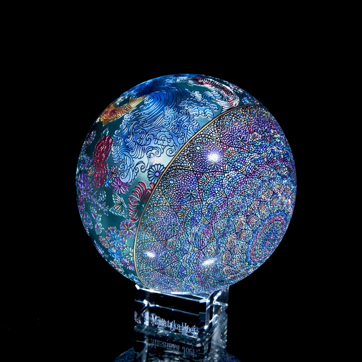 "Dragon Dancing among Glistening Clouds" Kaleidoscope Marble (Borosilicate) - ~5"diameter