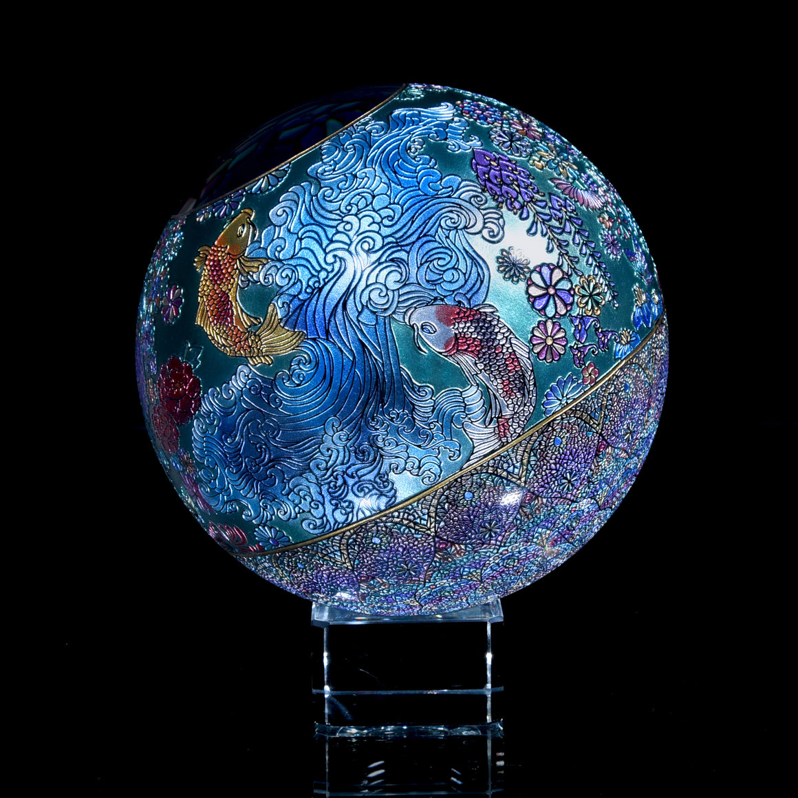 "Dragon Dancing among Glistening Clouds" Kaleidoscope Marble (Borosilicate) - ~5"diameter