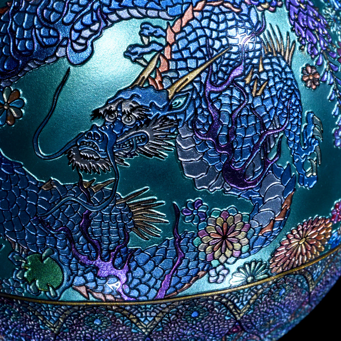 "Dragon Dancing among Glistening Clouds" Kaleidoscope Marble (Borosilicate) - ~5"diameter