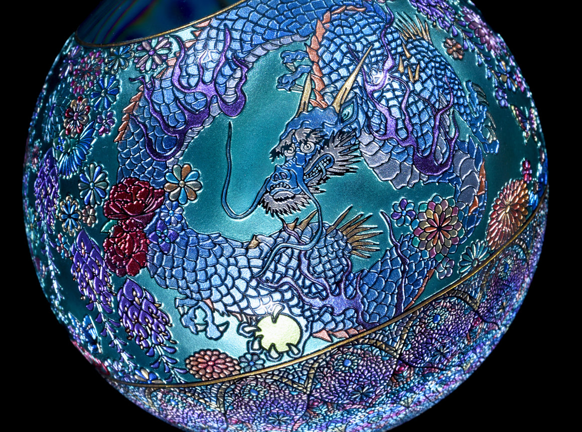 "Dragon Dancing among Glistening Clouds" Kaleidoscope Marble (Borosilicate) - ~5"diameter