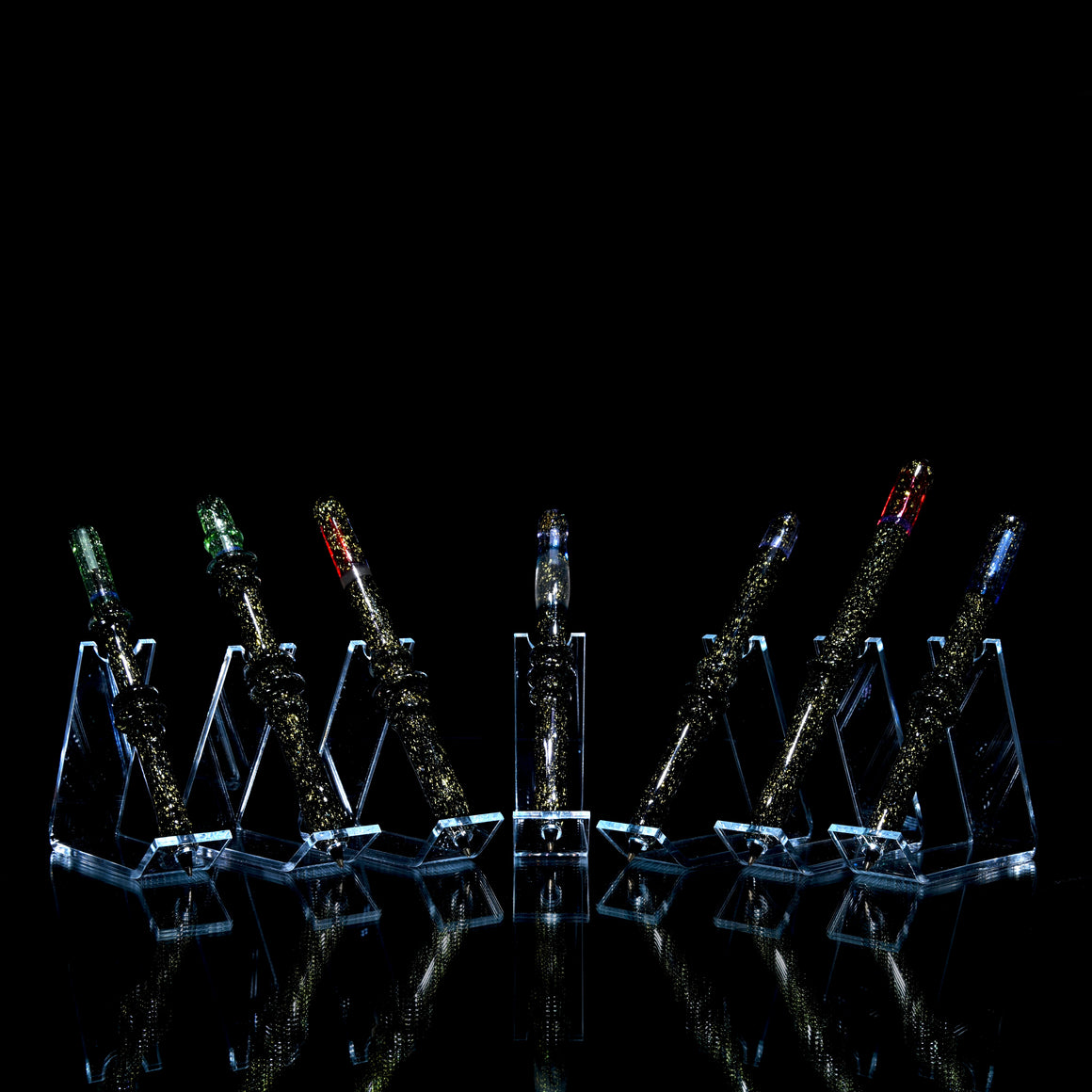 Dichroic Glass Pen w/ Refillable Bic Ballpoint Tip - Blue