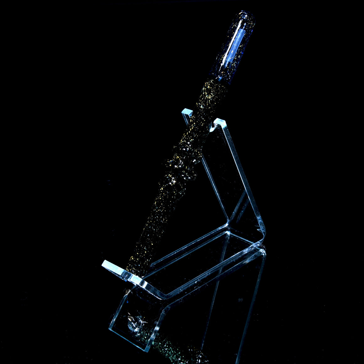 Dichroic Glass Pen w/ Refillable Bic Ballpoint Tip - Blue