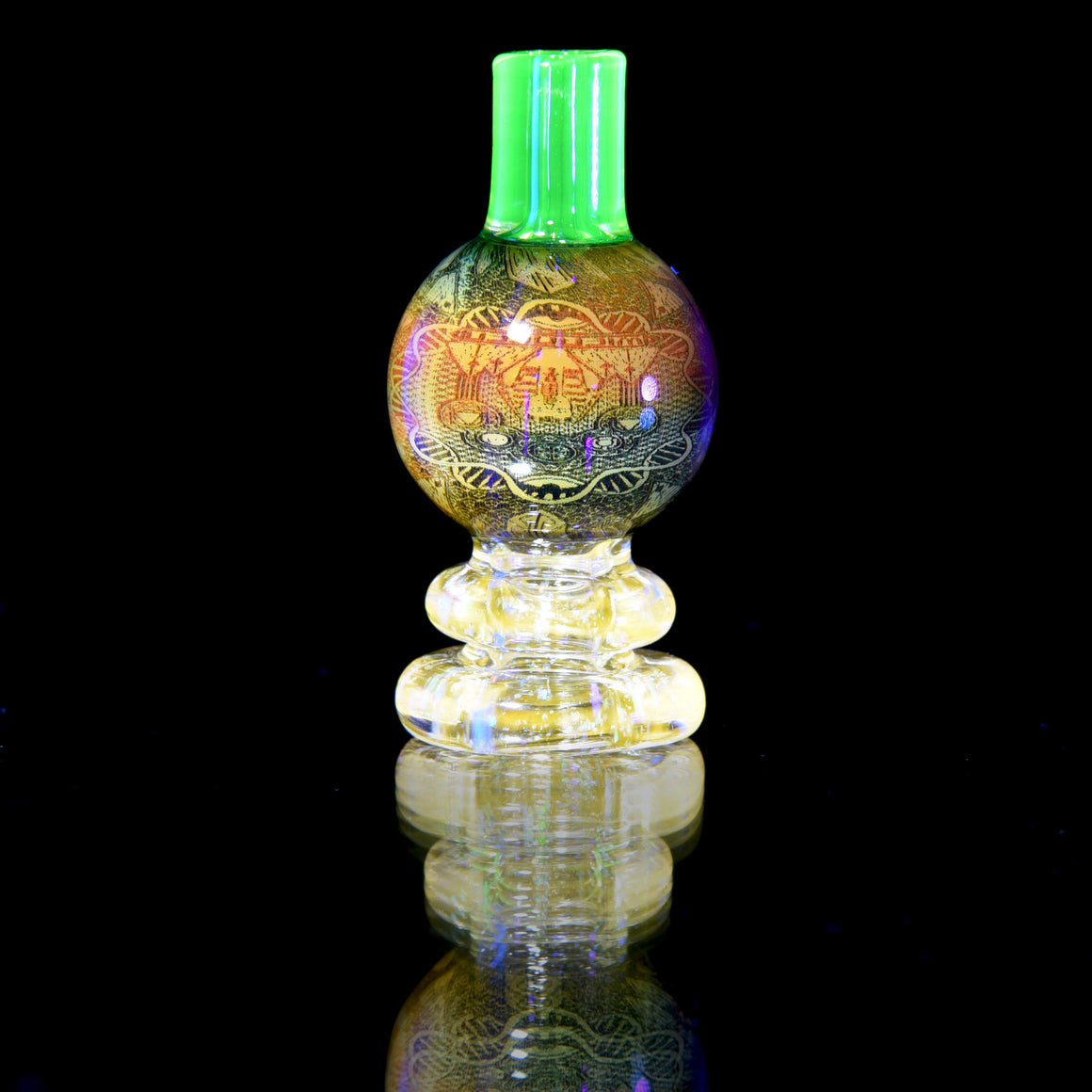 UV Reactive Heady Pharaoh Bubble Cap - Crushed Opal Citrine/Illuminati