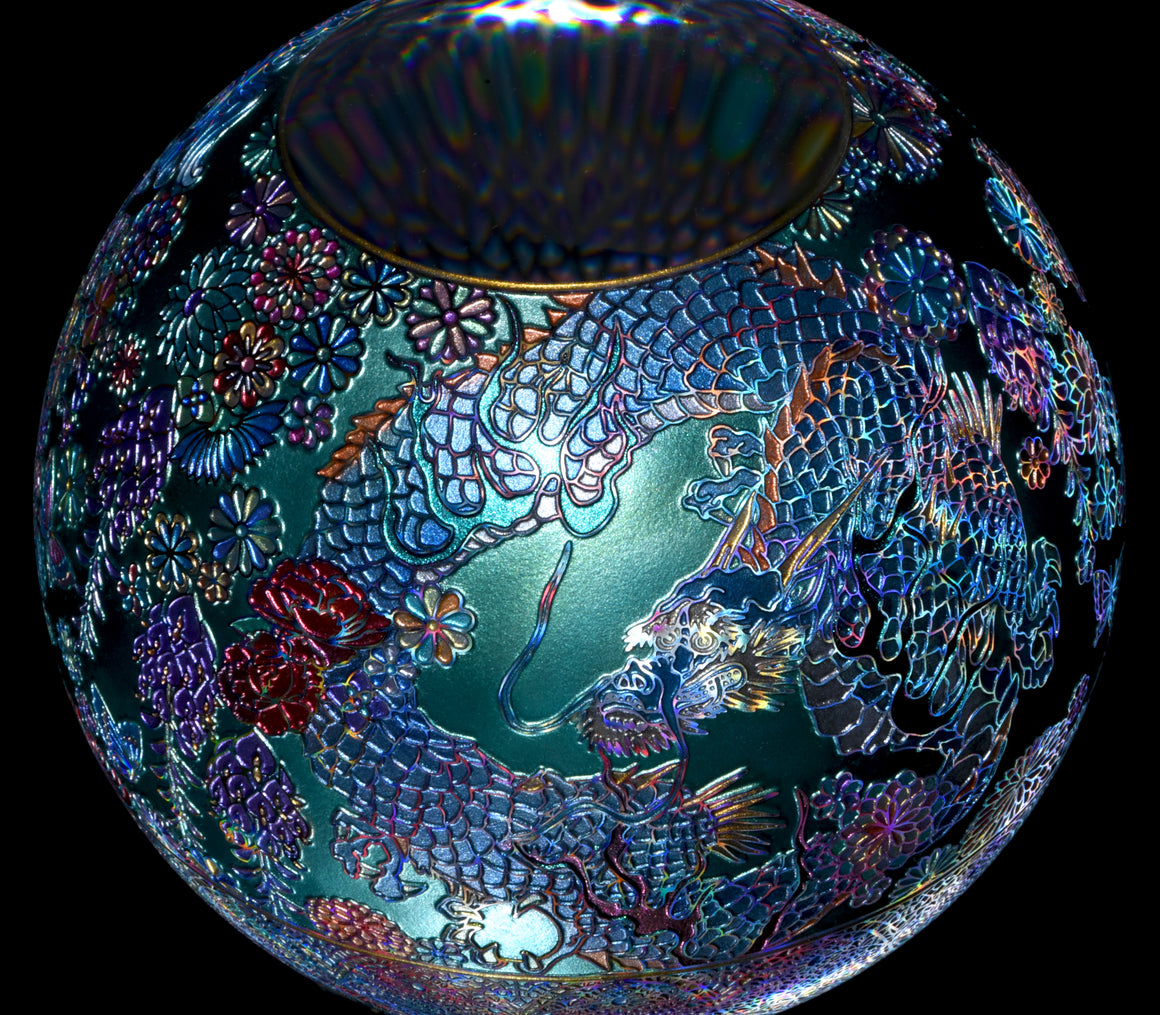 "Dragon Dancing among Glistening Clouds" Kaleidoscope Marble (Borosilicate) - ~5"diameter