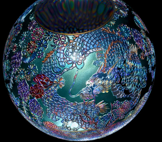 "Dragon Dancing among Glistening Clouds" Kaleidoscope Marble (Borosilicate) - ~5"diameter