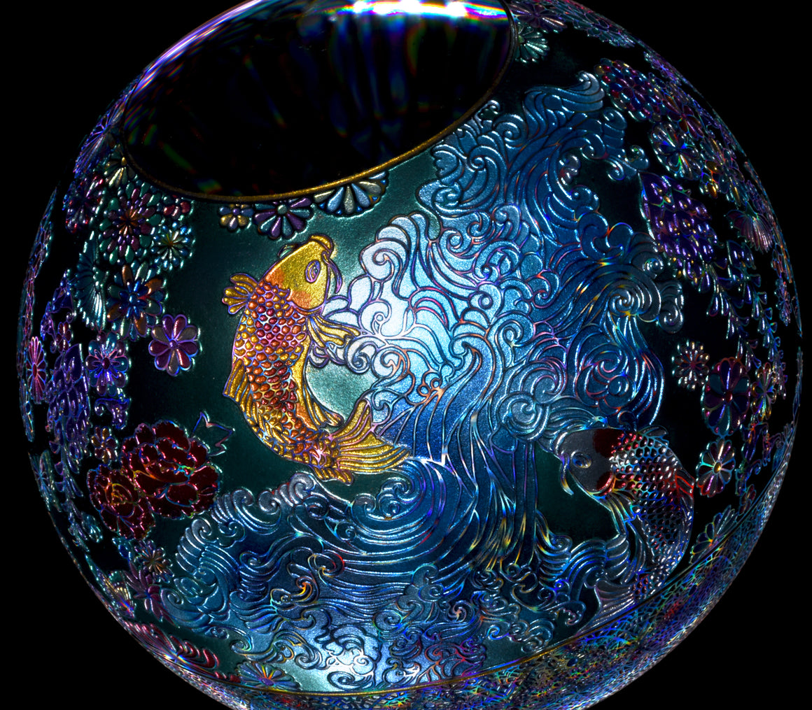 "Dragon Dancing among Glistening Clouds" Kaleidoscope Marble (Borosilicate) - ~5"diameter