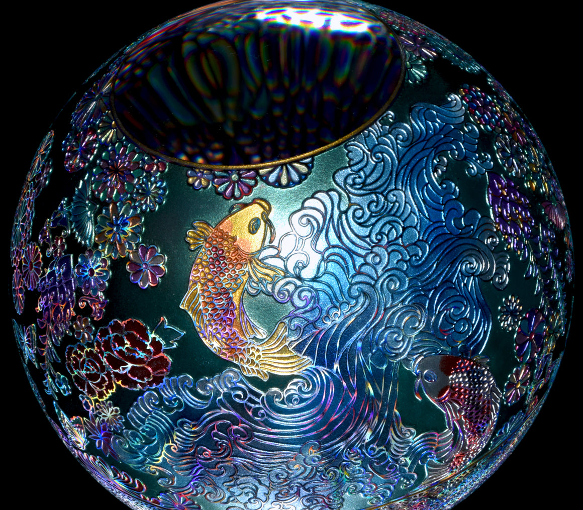 "Dragon Dancing among Glistening Clouds" Kaleidoscope Marble (Borosilicate) - ~5"diameter