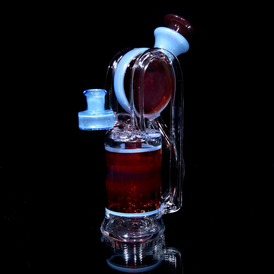 Double Vertical Bottle Recycler - Blood Orange/Blue Lotus - 10mm Female