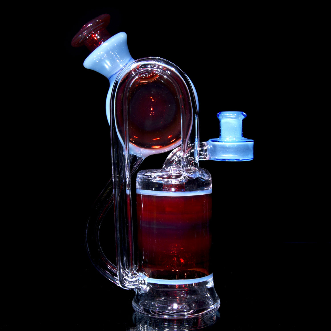 Double Vertical Bottle Recycler - Blood Orange/Blue Lotus - 10mm Female