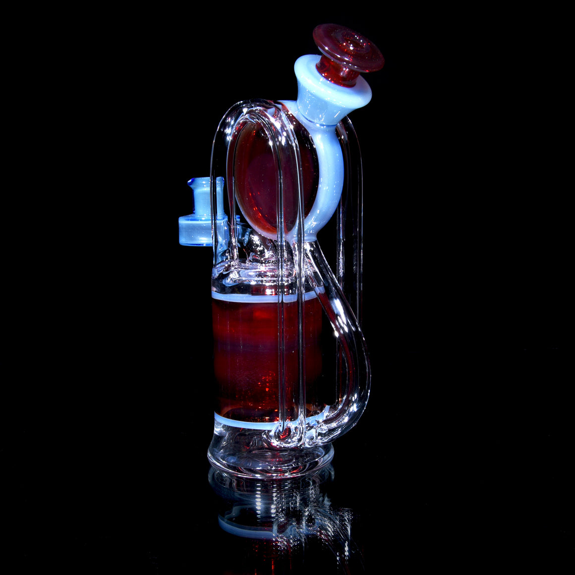Double Vertical Bottle Recycler - Blood Orange/Blue Lotus - 10mm Female