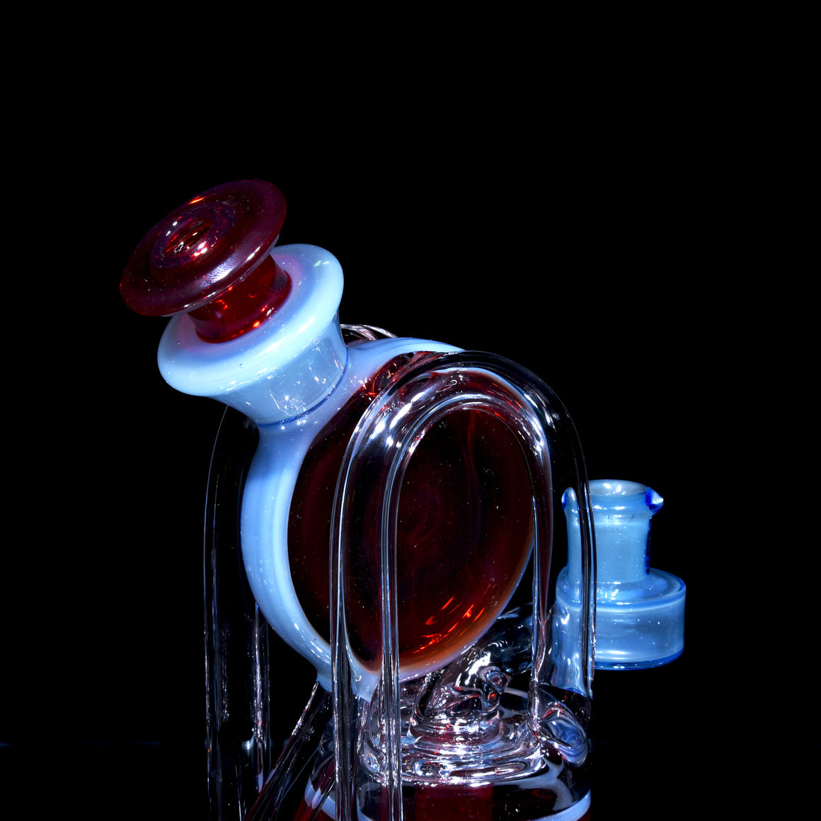 Double Vertical Bottle Recycler - Blood Orange/Blue Lotus - 10mm Female