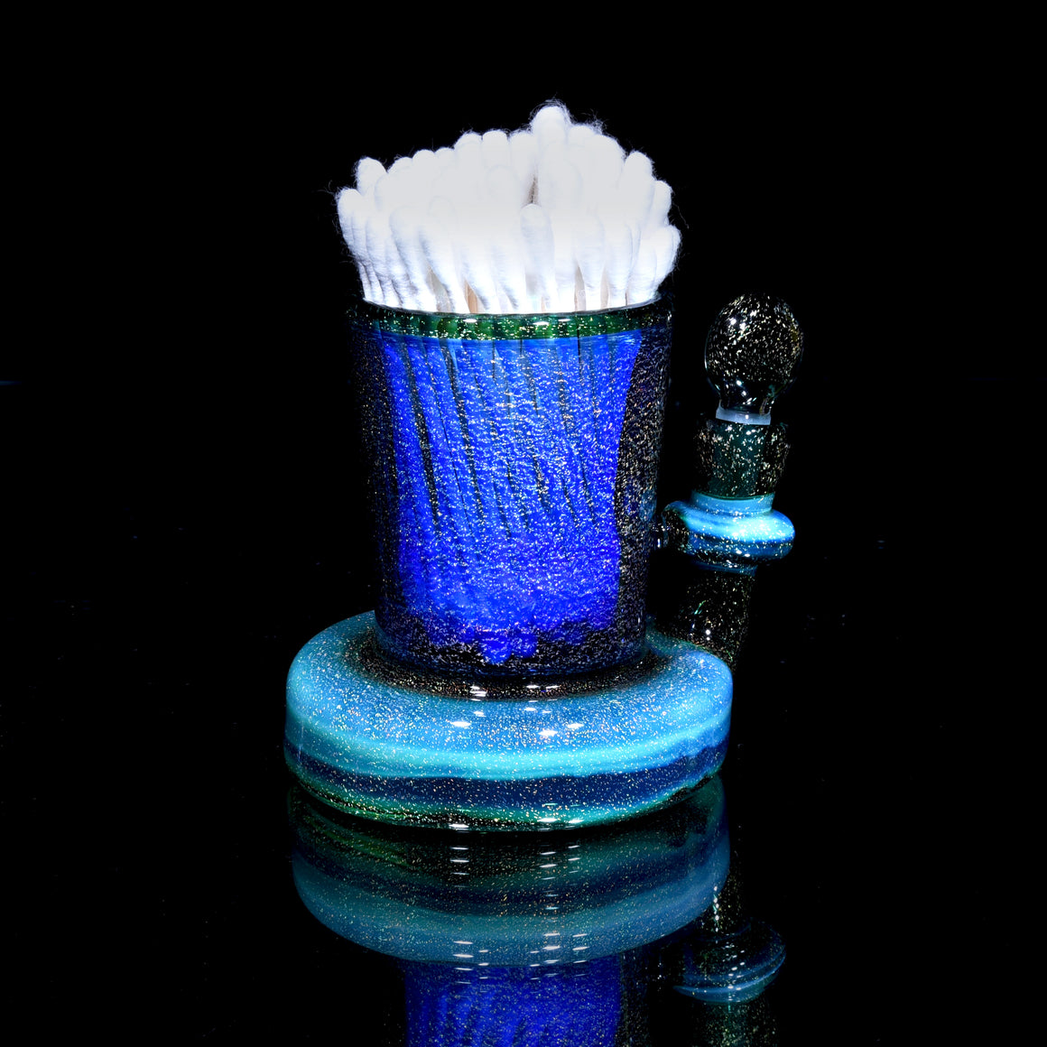 Dab Station - Q-Tip Jar and Capped Iso Reservoir w/ Ground Joint - Experimental Green Dichro