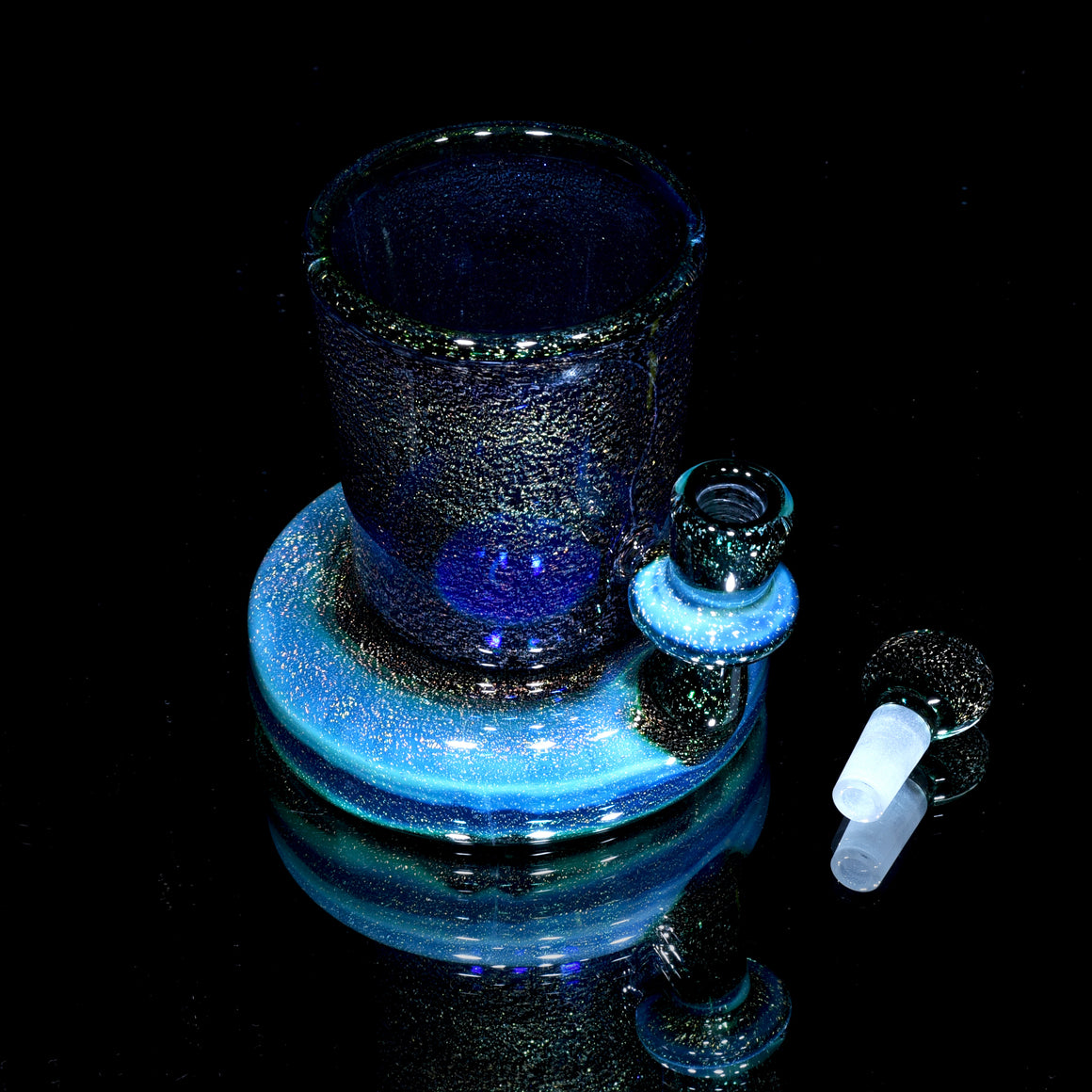 Dab Station - Q-Tip Jar and Capped Iso Reservoir w/ Ground Joint - Experimental Green Dichro