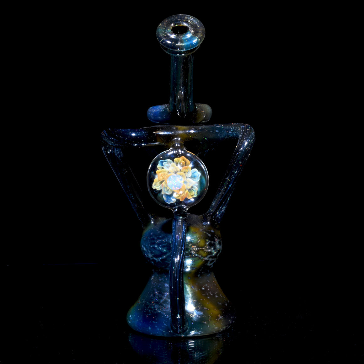 Full Crushed Opal Galaxy Fume Double-Uptake Klein Recycler - 14mm Female