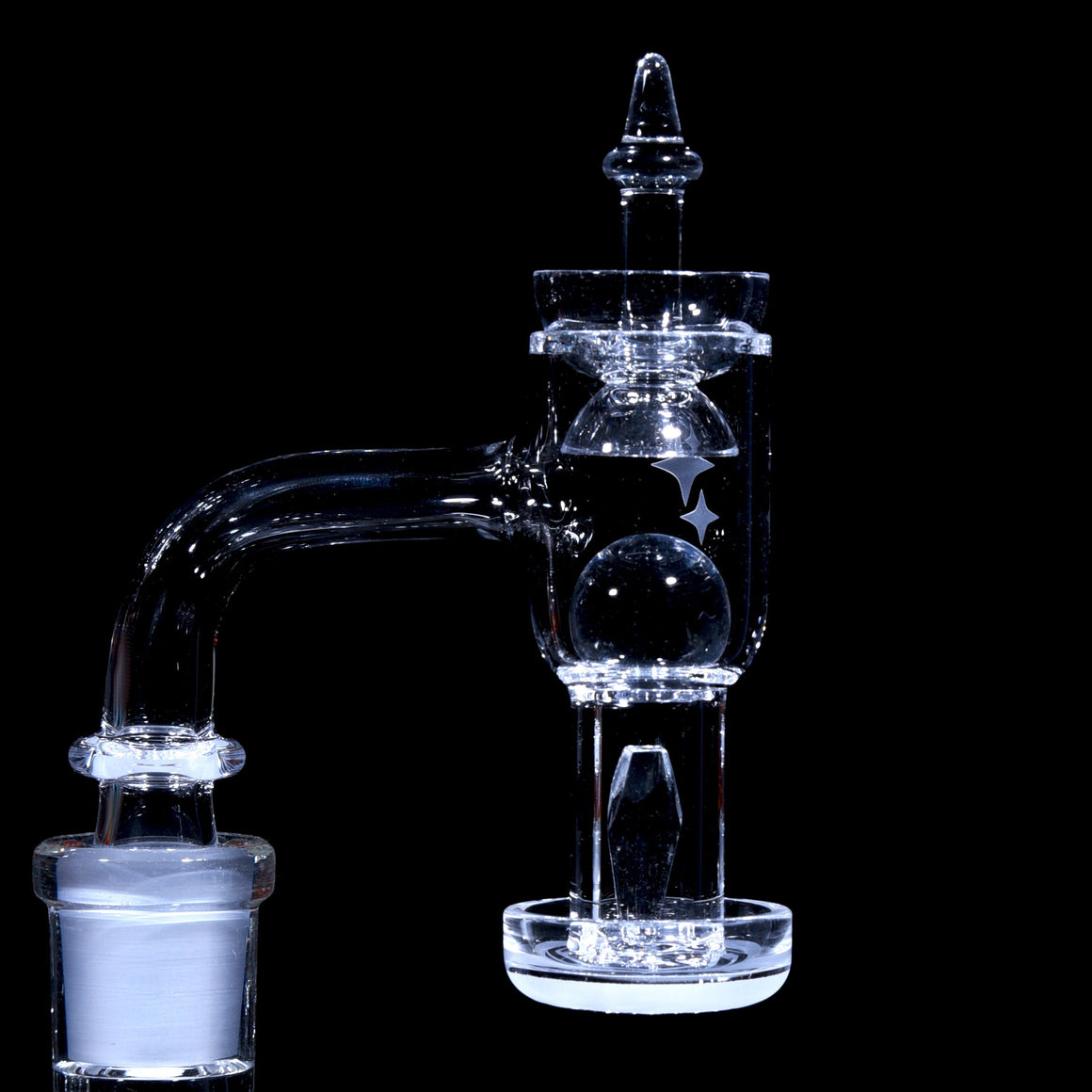 3-Piece Full Quartz Slurper Set w/ Faceted Crystal Valve Pillar & Double Parabolic Cap